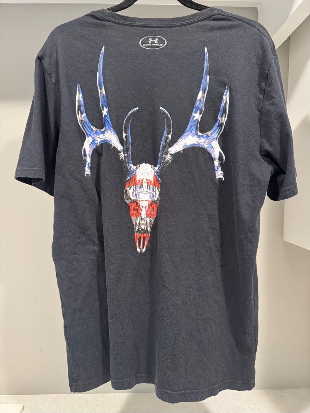 Under Armour Black Short Sleeve Tee with American Flag Antler Graphic